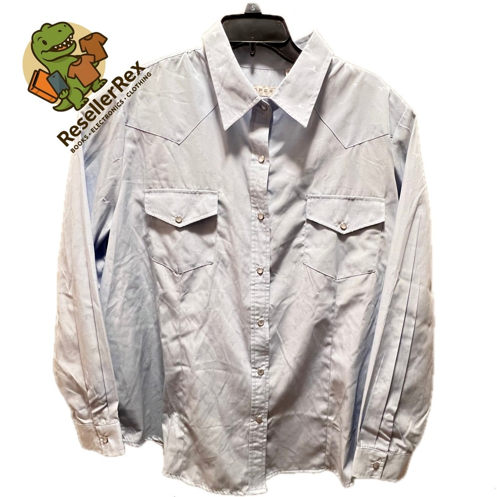 Roper Mens Light Baby Blue Long Sleeve Western Pearl Snap Button Shirt Size‎ 2XL